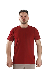 Bordo Sıfır Yaka Tişört