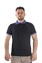 Siyah Mavi Çizgili Polo Yaka Tişört
